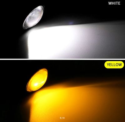 Купити LED Денні ходові вогні ДХО очі врізні D23 мм 3W 12V Білі з Жовтим поворотом 2 шт 9040 Денні Ходові Вогні (ДХО)