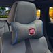 Buy Headrest pillow with Fiat logo Eco-leather 3D Colored logo Black-Blue edging 1 pc 91742 Pillows for the headrest - under the neck