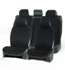 Купити Накидки для сидінь DEKOR Алькантара комплект Чорні - синя нитка 36423 Накидки для сидінь Premium (Алькантара)