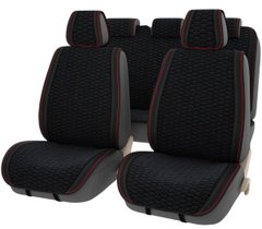 Купить Накидки для сидений Алькантара Palermo Premium комплект Черные Красные кант 9905 Накидки для сидений Premium (Алькантара)