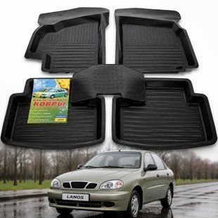 Купить Коврики резиновые Daewoo Lanos корытом с перемычкой 5 шт 31722 Коврики для Daewoo