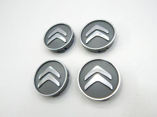 Купить Эмблемы колес Citroen (Серые + Хром) 59 мм 4 шт 9658269280 90067 Колпачки на титаны