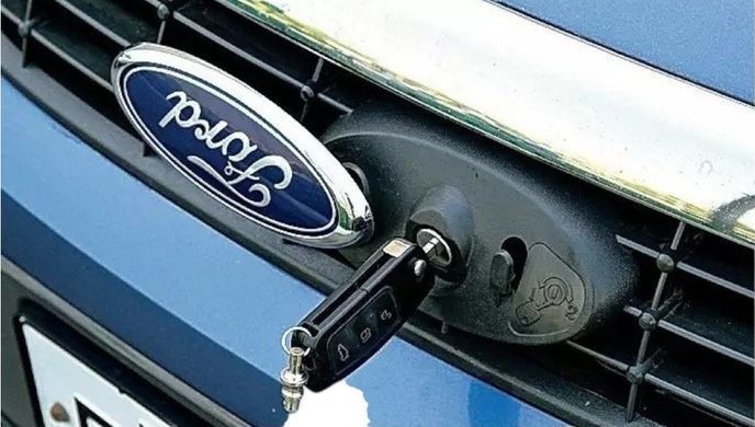 Купить Эмблема решетки Ford Синий + Хром 104х42 мм (под ключ) FO30-303-1 NTP 90117 Эмблемы на иномарки