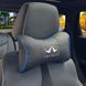 Купити Подушка на підголівник з логотипом Lexus Екошкіра 3D Кольоровий лого Чорна-Синій кант 1 шт 91678 Подушки на підголовник - під шию