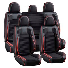 Купить Чехлы Накидки для сидений Voin 5D Комплект Полоска Черные Красный кант (V-8803 Bk) 66955 Накидки для сидений Premium (Алькантара)