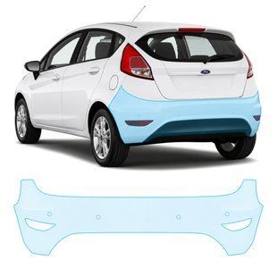 Купити Антигравійна захисна бронеплівка за лекалами для Ford Fiesta VI facelift 2013-2017 - задній бампер 104415 Модельні лекала захисних плівок для Ford
