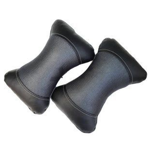 Buy Headrest pillow eco-leather black - perforated insert 2 pcs 26294 Pillows for the headrest - under the neck