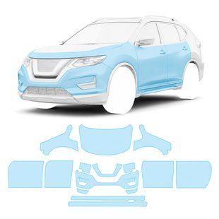 Купити Антигравійна захисна бронеплівка за лекалами для Nissan Rogue / X-Trail T32 facelift 2017-2022 - повний кузов 107853 Модельні лекала захисних плівок для Nissan