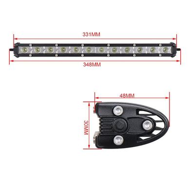 Купити Світлодіодна балка фара LED / 345x50x25 mm / 36W / 3W * 12 / 10-30V / Далеке світло 1 шт (D4-36W) 8316 Балка LED
