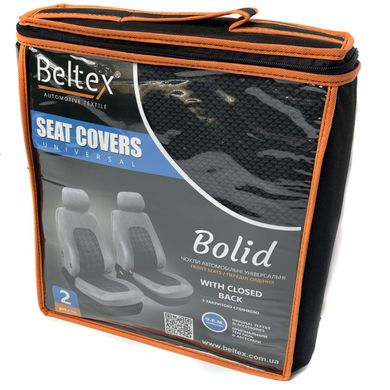 Купити Чохли універсальні закриті Beltex Bolid для передніх сидінь Темно - Сірі 2 шт 38659 Чохли універсальні
