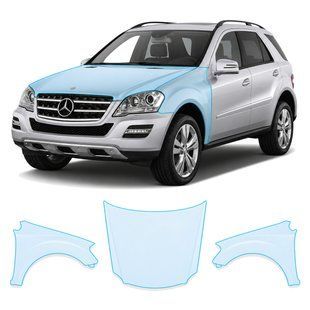 Buy Pre-cut paint protection film for Mercedes-Benz M-Class W164 facelift 2008-2011 - hood + front fenders 107119 Model-specific paint protection film patterns for Mercedes-Benz