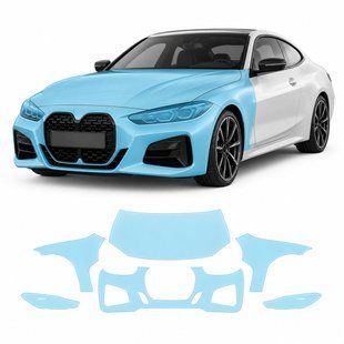 Купити Антигравійна захисна бронеплівка за лекалами для BMW 4 Series G22 facelift 2024- передня частина авто (капот бампер фари крила) 102114 Модельні лекала захисних плівок для Bmw