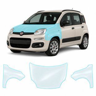 Купити Антигравійна захисна бронеплівка за лекалами для Fiat Panda III 2011-2024 - капот і передні крила 104215 Модельні лекала захисних плівок для Fiat