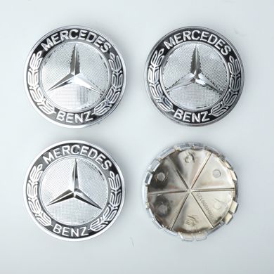 Купить Колпачки на литые диски Mercedes 75 / 70 мм / объемный логотип / Синие 4 шт 23025
