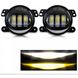 Купити Протитуманні LED Фари круглі D101 mm / 12V / євро роз'єм / регулювання / Жовте та Біле світло / 2 шт 10065 Протитуманні фари LED з лінзою і світло-тіньової кордоном - 4 фото из 7