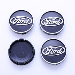 Купити Ковпачки на литі диски Ford 60х55 мм об'ємний логотип Чорні 4 шт 23828 Ковпачки на титани