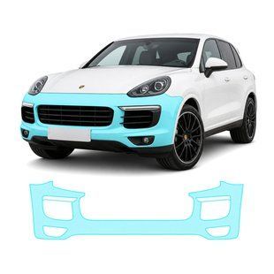 Купить Антигравийная защитная бронепленка по лекалам для Porsche Cayenne II facelift 2014-2018 - передний бампер 108318 Модельные лекала защитных пленок для Porsche