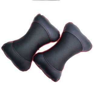 Buy Headrest pillow eco-leather black - perforated insert 2 pcs 26296 Pillows for the headrest - under the neck