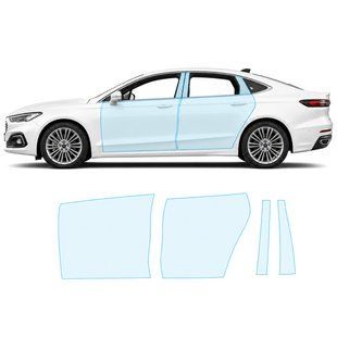 Купити Антигравійна захисна бронеплівка за лекалами для Ford Mondeo V facelift 2019-2022 - зони дверей і стійки вікон 104485 Модельні лекала захисних плівок для Ford