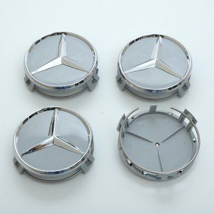 Купить Колпачки на литые диски Mercedes 75 / 70 мм / кольцо / Cерый 4 шт 23026