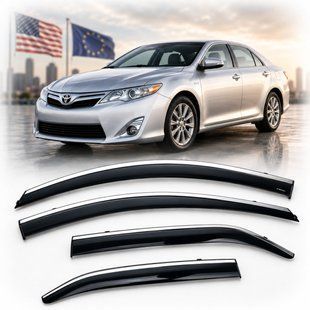 Купить Дефлекторы окон ветровики Benke для Toyota Camry 50 / 55 Europa USA (Хром Молдинг Нержавейка 3D) 33486 Дефлекторы окон Toyota