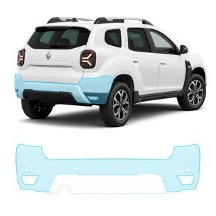 Купить Антигравийная защитная бронепленка по лекалам для Renault Duster II facelift 2021-2023 - задний бампер 108519 Модельные лекала защитных пленок для Renault