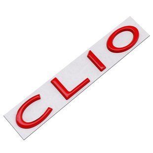 Купить Эмблема надпись CLIO для Renault Красная 149x25 мм металл (на скотче) OEM 908893003R 96240 Эмблема надпись на иномарки