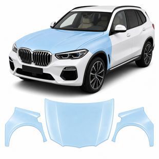 Купити Антигравійна захисна бронеплівка за лекалами для BMW X5 G05 2018-2023 - капот і передні крила 101921 Модельні лекала захисних плівок для Bmw