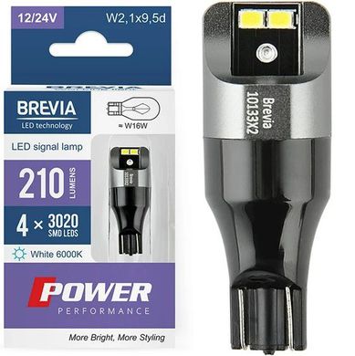 Купити LED автолампа Brevia Power 12/24V W16W 210Lm 4x3020SMD CANbus Оригінал 2 шт (10133X2) 40181 Світлодіоди - Brevia