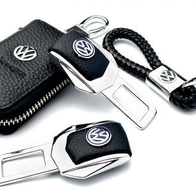 Купить Набор автомобилиста №9 для Volkswagen / Заглушки ремня безопасности с логотипом / Брелок и чехол для ключей / тисненная кожа 38715 Подарочные наборы для автомобилиста