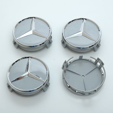 Купить Колпачки на литые диски Mercedes 75 / 70 мм / кольцо / Cерый 4 шт 23026