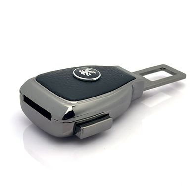 Купити Заглушка перехідник ременя безпеки з логотипом Peugeot Темний хром 1 шт 39437 Заглушки ременя безпеки