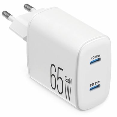 Купити Мережевий зарядний пристрій Brevia ePowerGaN PD65W 2xUSB-C білий 44065GDCW 81219 Мережевий зарядний пристрій