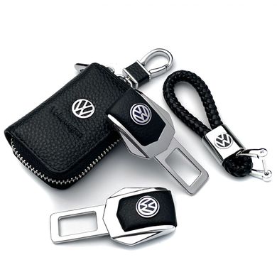 Купити Набір автомобіліста №9 для Volkswagen / Заглушки ременя безпеки з логотипом / Брелок та чохол для ключів / тиснена шкіра 38715 Подарункові набори для автомобіліста