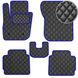 Купити Килимки в салон Екошкіра для Ford Mondeo / Fusion 2013- Чорні-Синій 5 шт (Rombus) 68403 Килимки для Ford - 1 фото из 12