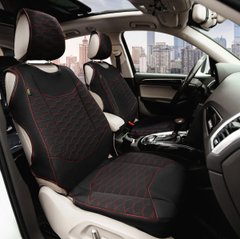 Купити Автомобільні чохли для передніх сидінь Cayman Red Model S комплект Чорно - червоні 34046  Майки для сидінь закриті