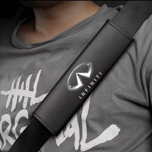 Buy Seat belt cover Modena Infiniti S 350 mm Colored 3D Logo Eco-leather Black 1 pc 91524 Seat belt pads