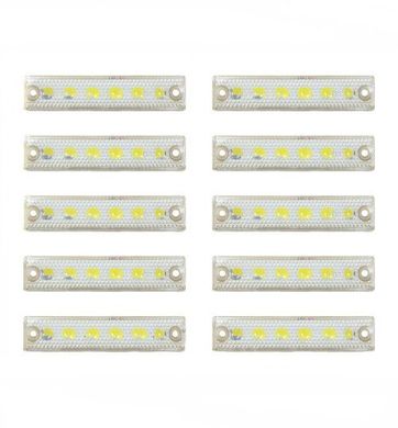 Купить Габарит LED прямоугольный 110х42 мм / 24V / 4 диода / кронштейн пластик / Белый 10 шт (MRT 50) 36493 Габаритные огни