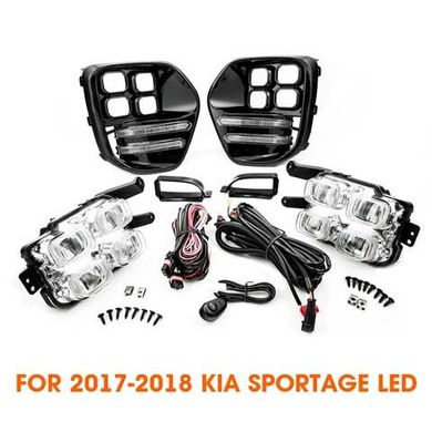 Купить LED Противотуманные фары для Kia Sportage 2016-2018 2DRL с проводкой Комплект (KA-166) 65502 Противотуманные фары модельные Иномарка