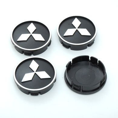 Купити Ковпачки на титани Mitsubishi (60/55мм) чорні хромовані / пластик об'ємний логотип 4 шт 23027