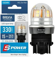 Купить LED автолампа Brevia Spower 12/24V P27/7W 6x2835SMD 330Lm 6000K CANbus Оригинал 2 шт (10239X2) 40183 Светодиоды - Brevia