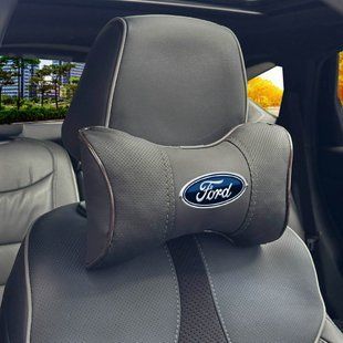 Buy Headrest pillow with Ford logo Eco-leather 3D Colored logo Black-Brown edging 1 pc 91733 Pillows for the headrest - under the neck