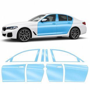 Buy Pre-cut paint protection film for BMW 5 Series G30 facelift 2020-2023 - door areas and window pillars 102167 Model-specific paint protection film patterns for Bmw