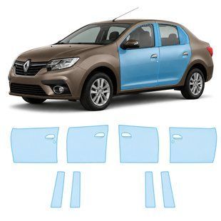 Buy Pre-cut paint protection film for Renault Logan II 2012-2021 - doors and windows pillars 108589 Model-specific paint protection film patterns for Renault