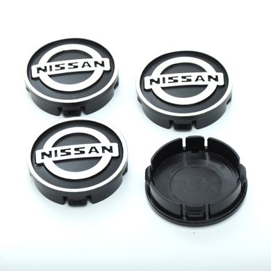 Купить Колпачки на литые диски Nissan 60х55 мм /объемный логотип / Черные 4 шт 23028