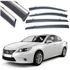 Купити Дефлектори вікон вітровики Benke для Lexus ES 2013-2018 Молдинг Нержавіюча сталь 3D (BLXES1323-W/S) 71047 Дефлектори вікон Lexus