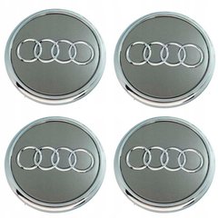 Купить Колпачки на литые диски Audi 69 x 57 мм объемный логотип Серые 4 шт 66029 Колпачки на титаны