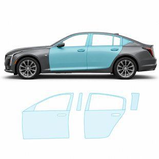 Купити Антигравійна захисна бронеплівка за лекалами для Cadillac CT5 I 2019-2024 - зони дверей і стійки вікон 103321 Модельні лекала захисних плівок для Cadillac