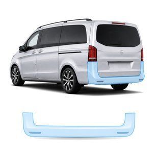 Купить Антигравийная защитная бронепленка по лекалам для Mercedes-Benz Vito/V-Class W447 facelift 2019- задний бампер 107259 Модельные лекала защитных пленок для Mercedes-Benz