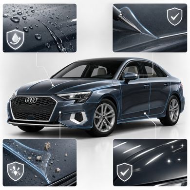 Купити Антигравійна захисна бронеплівка за лекалами для Audi A3 8Y 2020-2024 - оптика (фари та ПТФ) 101403 Модельні лекала захисних плівок для Audi